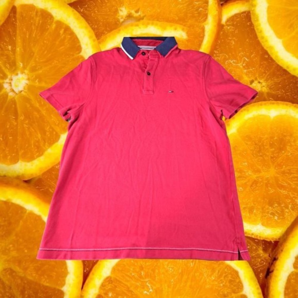 TOMMY Hilfiger Custom Fit Red‎ Polo with Embroidered Logo